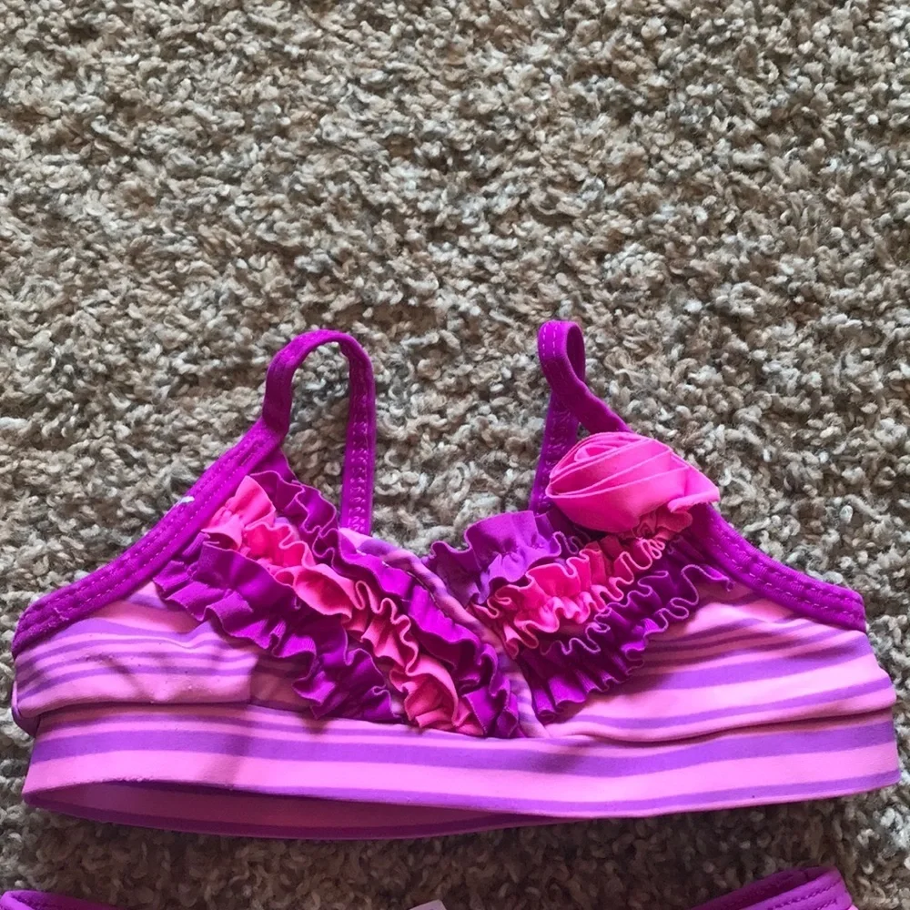 Circo Pink Purple Riffled 2 Piece Bikini Swim
